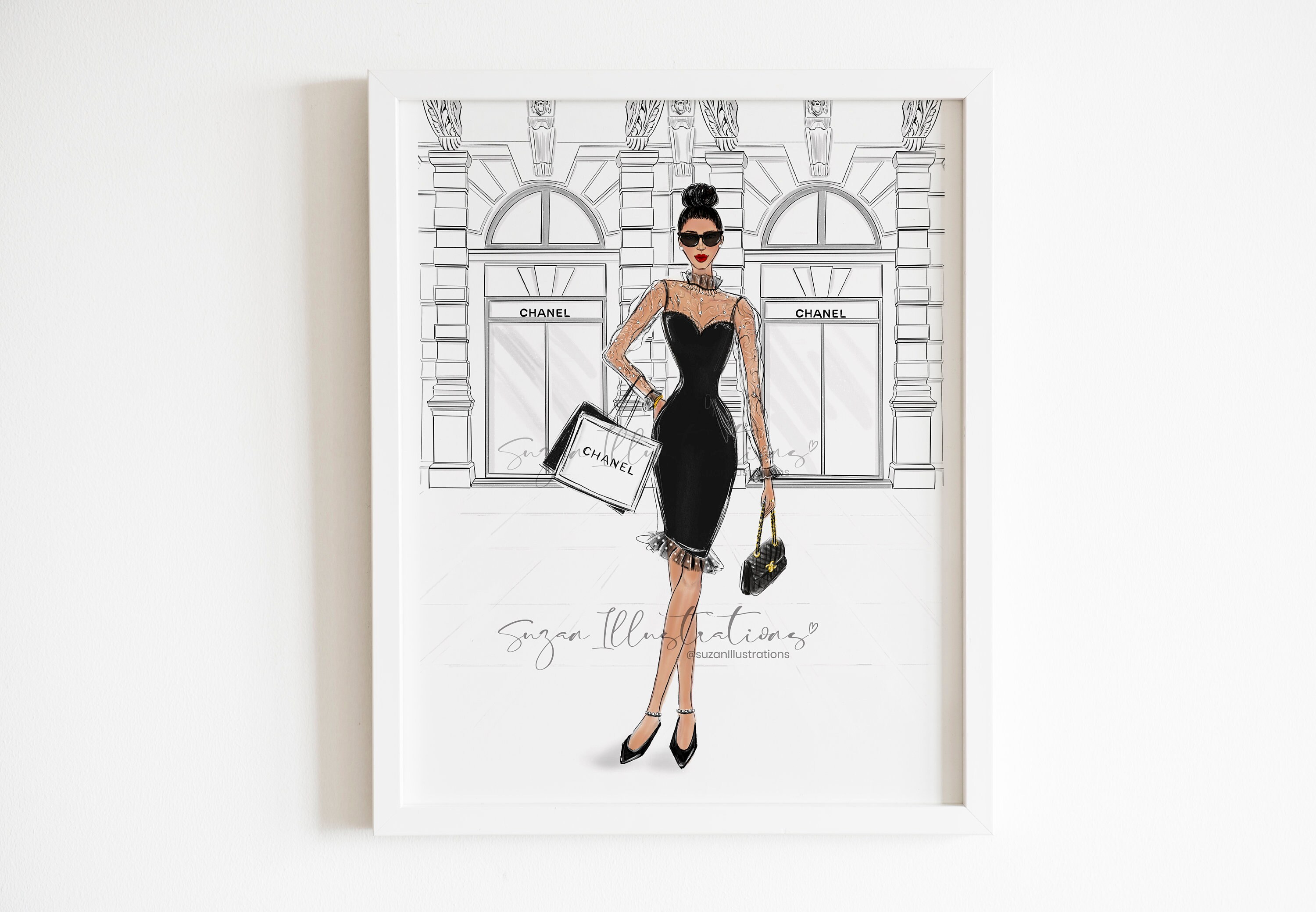 Coco Chanel Fashion Illustration Fashion Art Print Chanel -  Sweden