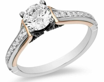 925 Silver Plated Eiffel Tower Round Shape Luxury Stones Cubic Zirconia Woman Jewelry Gift EoCot Promise Ring for Wife