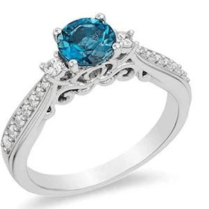 Enchanted Disney Blue Topaz Diamond Cinderella Women Bridal Wedding,Engagement, Christmas Gifted Ring In 925 Sterling Silver