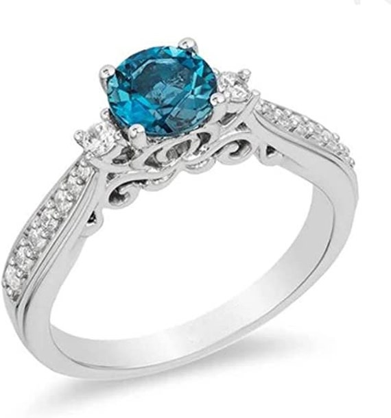 Bague Enchanted Disney Cendrillon avec topaze bleue et diamant pour femme mariage fiancailles cadeau de Noel en argent sterling 925 Etsy France