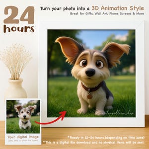 Custom 3D animation-style pet portrait or couple portrait from your photo, personalized digital 3D artwork – a unique birthday gift.