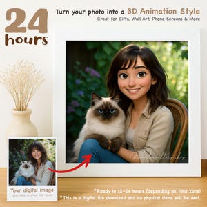 Custom 3D Animation Styled Portrait, Couple Portrait from Photo, Your Pet Digital 3D Portrait - Unique Birthday Gift, , Personalized Art