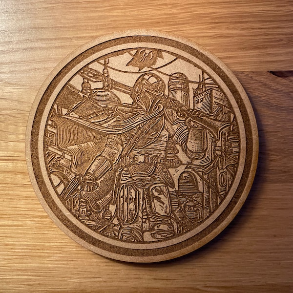 Star Wars, Mando, Mandalorian , Wooden, Coaster, 100mm, Diameter