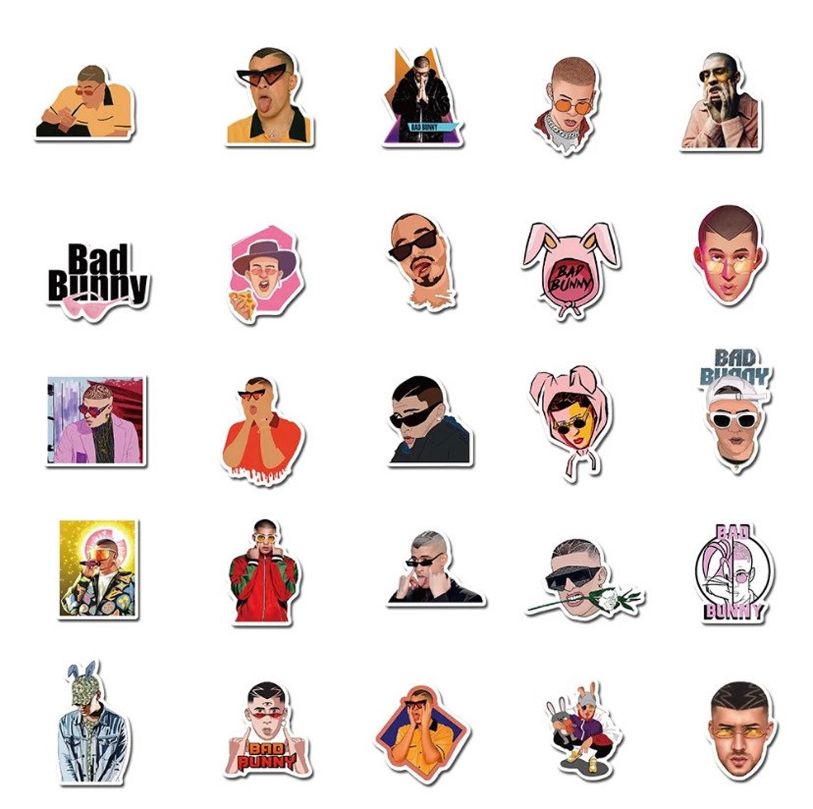 Bad Bunny Sticker Pack Cantante bad bunny Sticker Pegatinas de Etsy