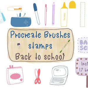 Procreate Brushes stamps,Back to school brushes stamps,Doodle hand-drawn,17 back to school stamps Brushes, Procreate brushes set
