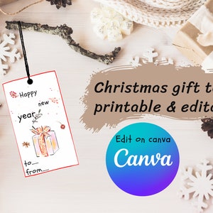 Christmas gift tags printable,Gifts tags, Christmas tags ,Printable & editable  gift tags,Printable Christmas tags,Holiday gift tags.