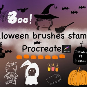 Halloween brushes stamps for Procreate,Brushes stamps, Procreate brush set,22 Halloween brushes,Digital brush,instant downloads