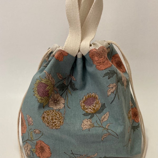 Drawstring Bag, Lunch Bag, Kinchaku Bag, Cotton Bag, Project Bag