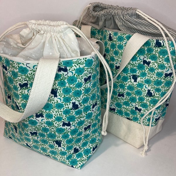 Lunch Bag, Kinchaku Bag, Cotton Bag, Drawstring Bag,  Project Bag