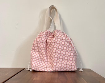 Cotton Kinchaku Bag: Floral Fabric Drawstring Lunch Bag