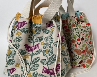 Drawstring Bag, Lunch Bag, Kinchaku Bag, Cotton Bag, Canvas Bag