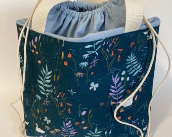 Lunch Bag, Kinchaku Bag, Cotton Bag, Drawstring Bag,  Project Bag