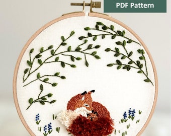 Motif de broderie PDF Renard endormi