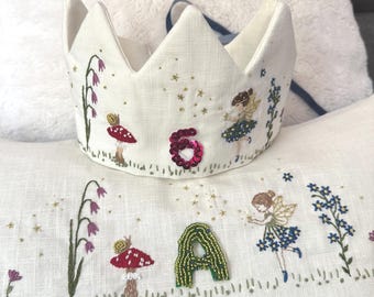 Birthday Crown Embroidery Pattern PDF Forest Fairy Embroidery Pattern for Celebration Crown DIY Fabric Reusable Crown for Special Occasions