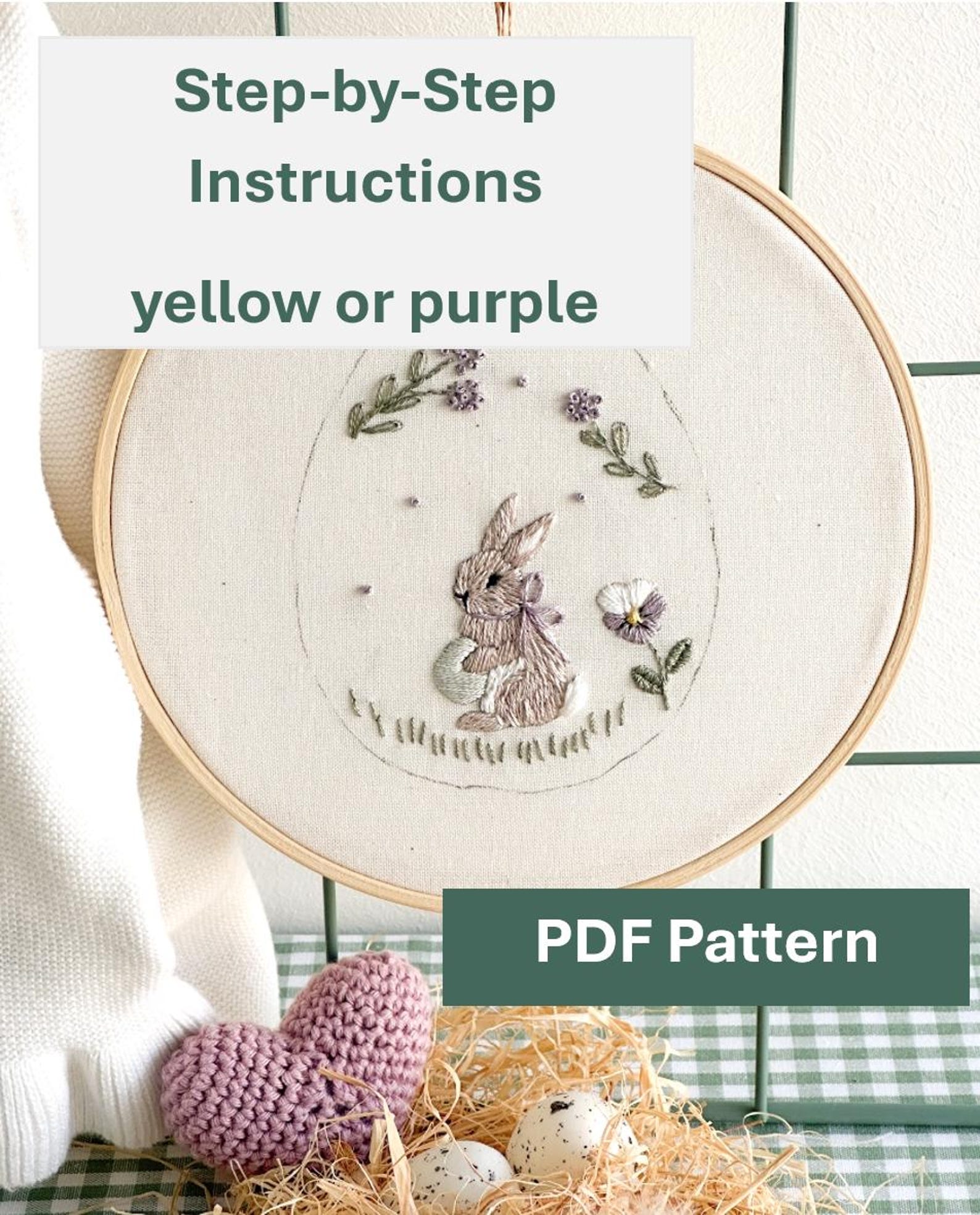 Embroidery Pattern Easter Bunny Hand Embroidery PDF Easter Egg ...