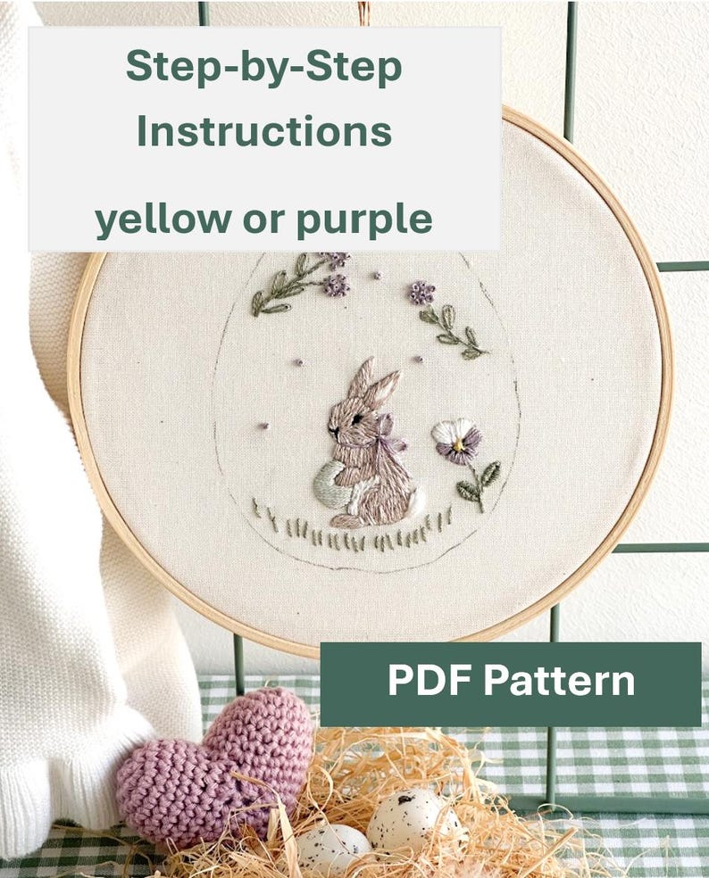 Embroidery Pattern Easter Bunny Hand Embroidery PDF Easter Egg ...