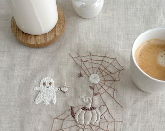 Spooky Ghost Embroidery Pattern PDF Whimsical Coffee Ghost Embroidery Design for Kitchen Beginner Friendly Halloween Gift with Instructions