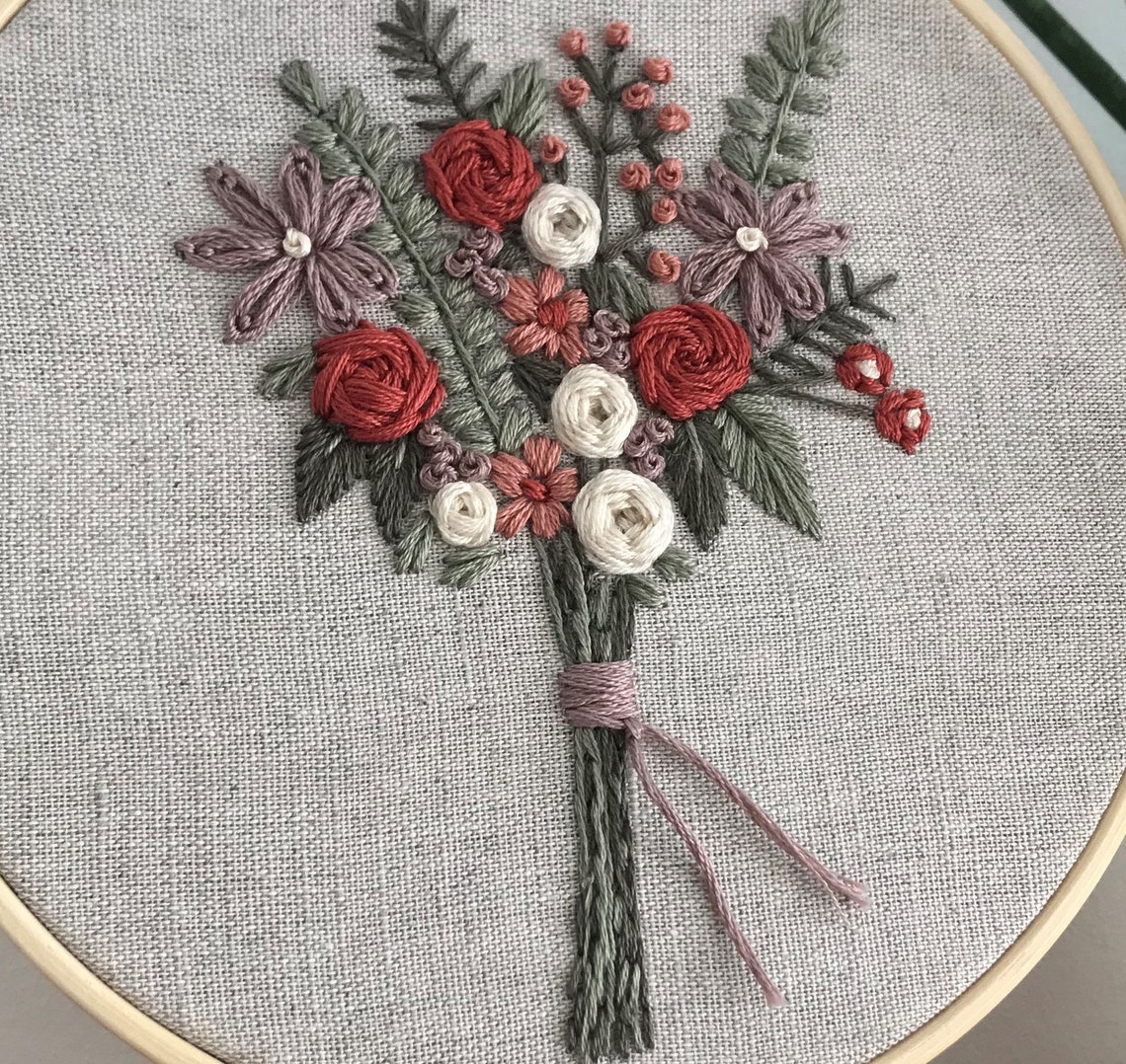 Flower Bouquet Embroidery Pattern Floral Embroidery Pattern Etsy
