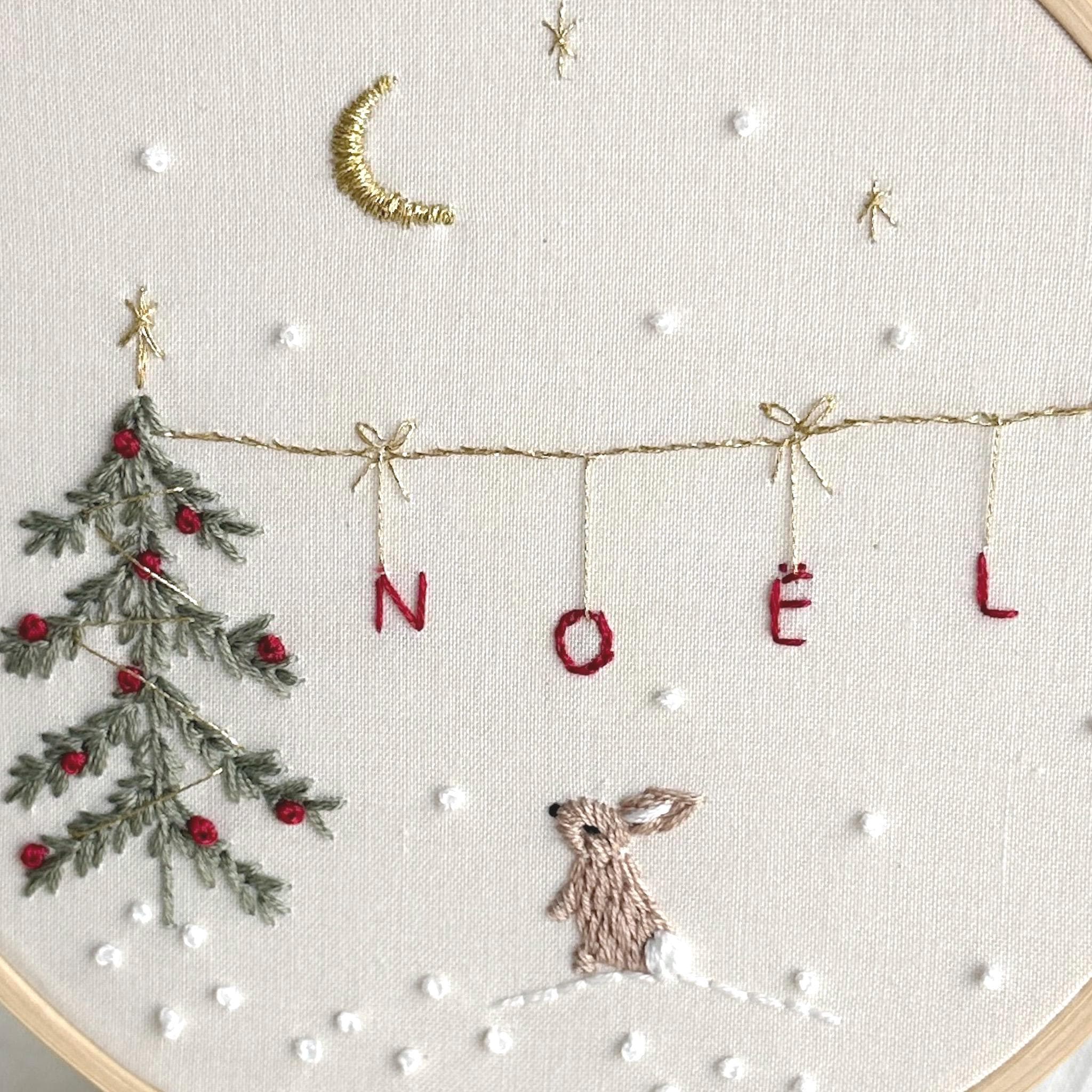 Gobelin クリスマスツリー 刺繍 クロヤギシロヤギ｜吊るせるクリスマスツリーの刺繍キット[図案付/カゴ