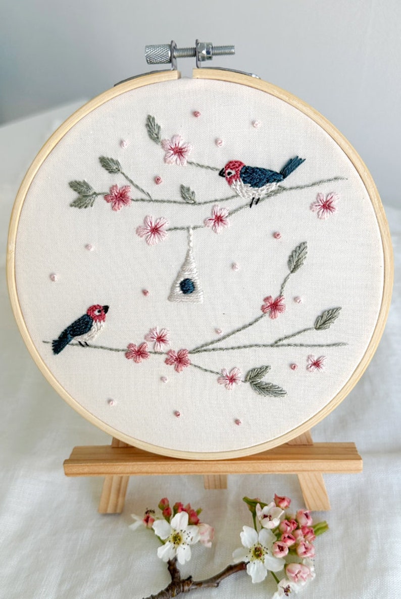 Cherry Blossom Embroidery Pattern PDF Spring Embroidery Design Pink ...
