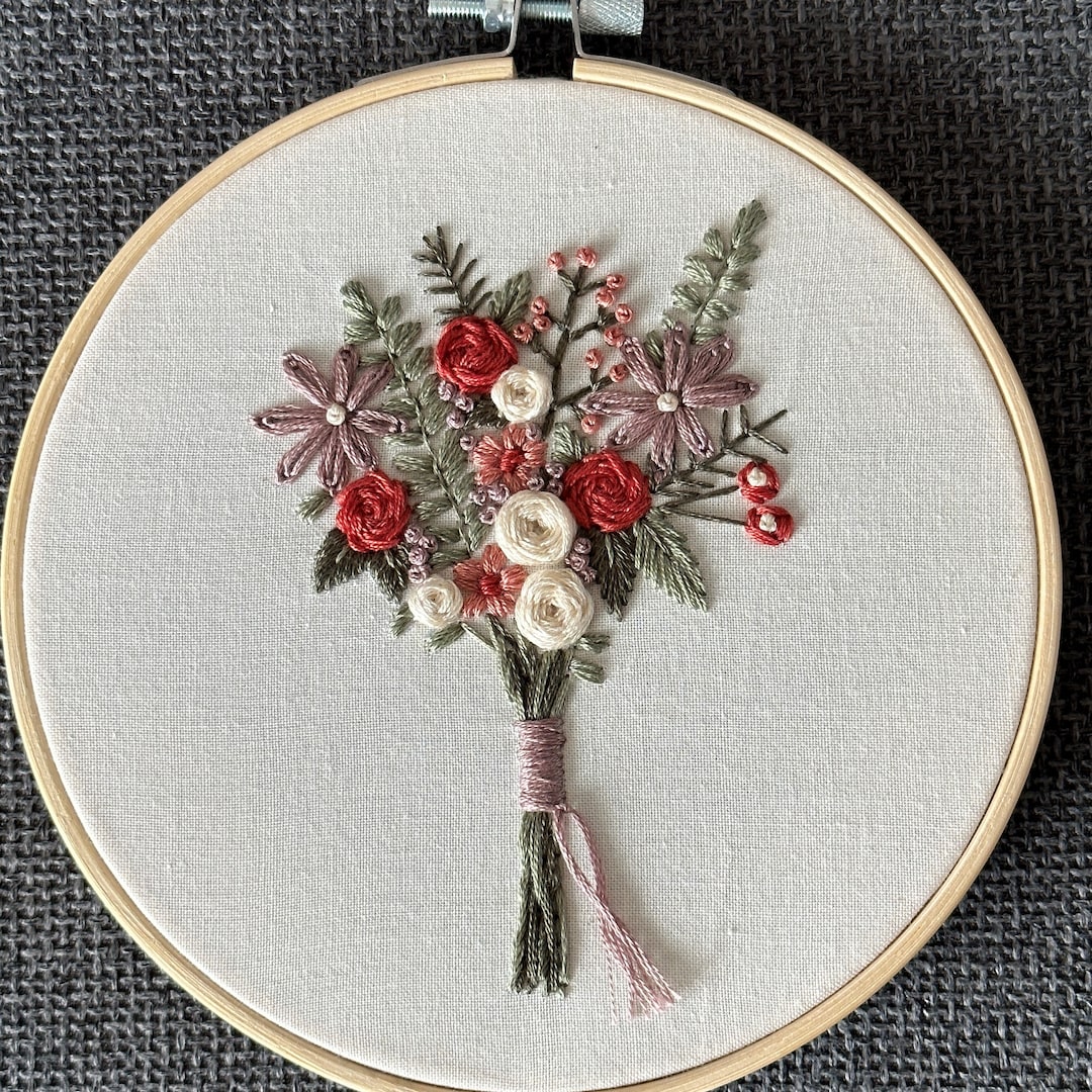 Modern Bouquet Embroidery Pattern PDF Floral Embroidery Design With ...
