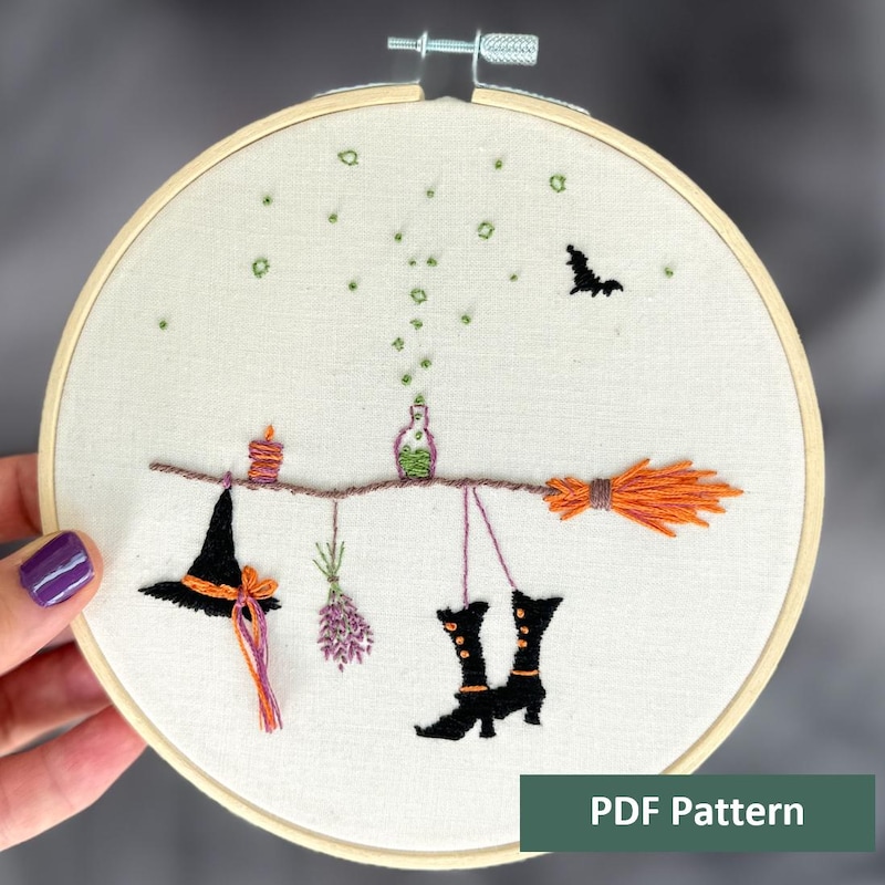 Witch Embroidery Pattern - Etsy