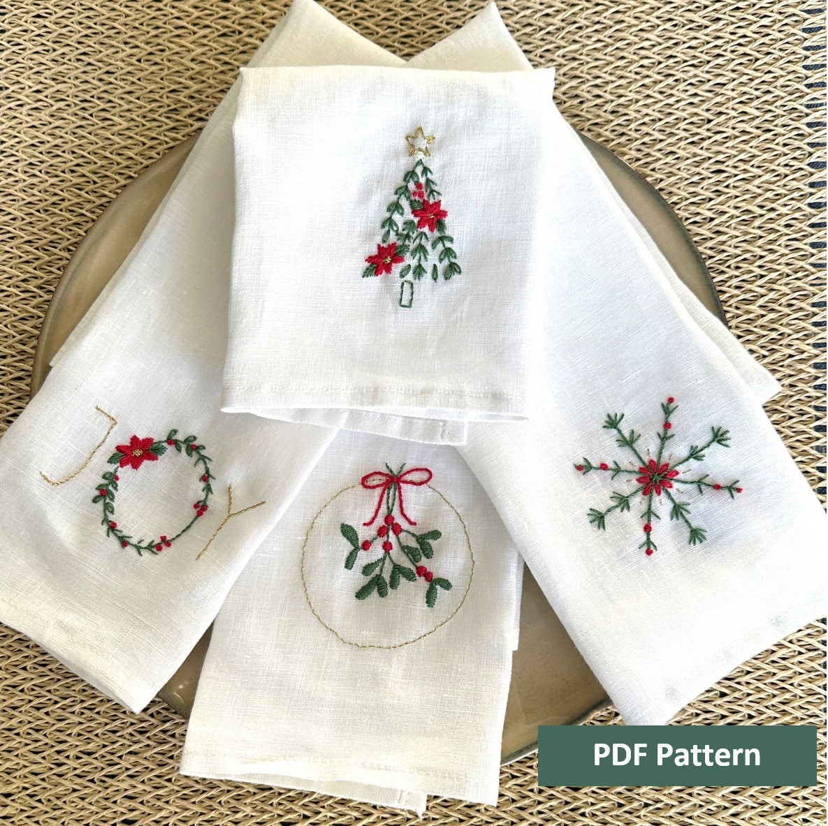 Kit De Serviettes Invité De Noël Bucilla Needlecraft #8653 - Neuf, USA