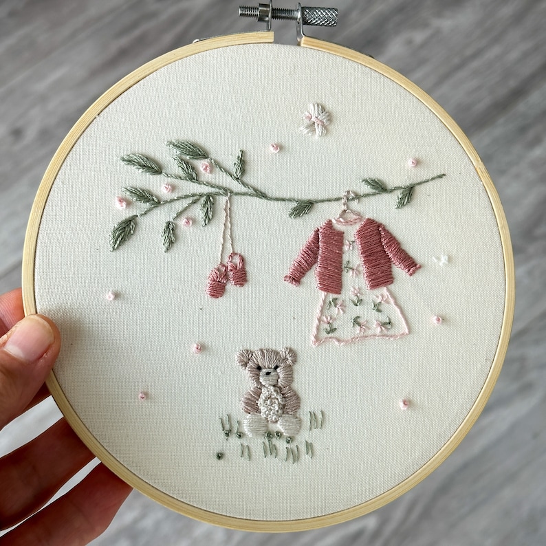 Oh Baby Girl Embroidery Pattern Girl Baby Clothesline Design Etsy