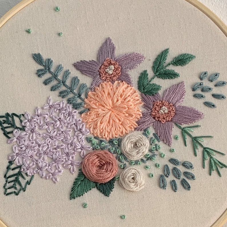 Spring Flowers Bloom Hand Embroidery Pattern With Youtube Etsy