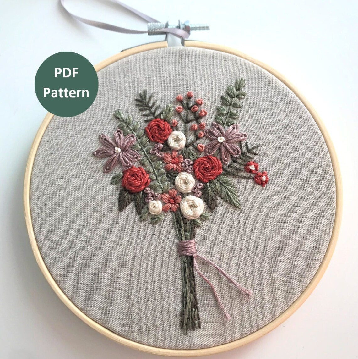 Flower Bouquet Embroidery Pattern Floral Embroidery Pattern Etsy