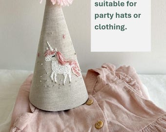 Cute Unicorn Embroidery Pattern Baby Unicorn Embroidery Design Gift for Girls Hand Embroidery for Party Hat PDF Step By Step Instruction