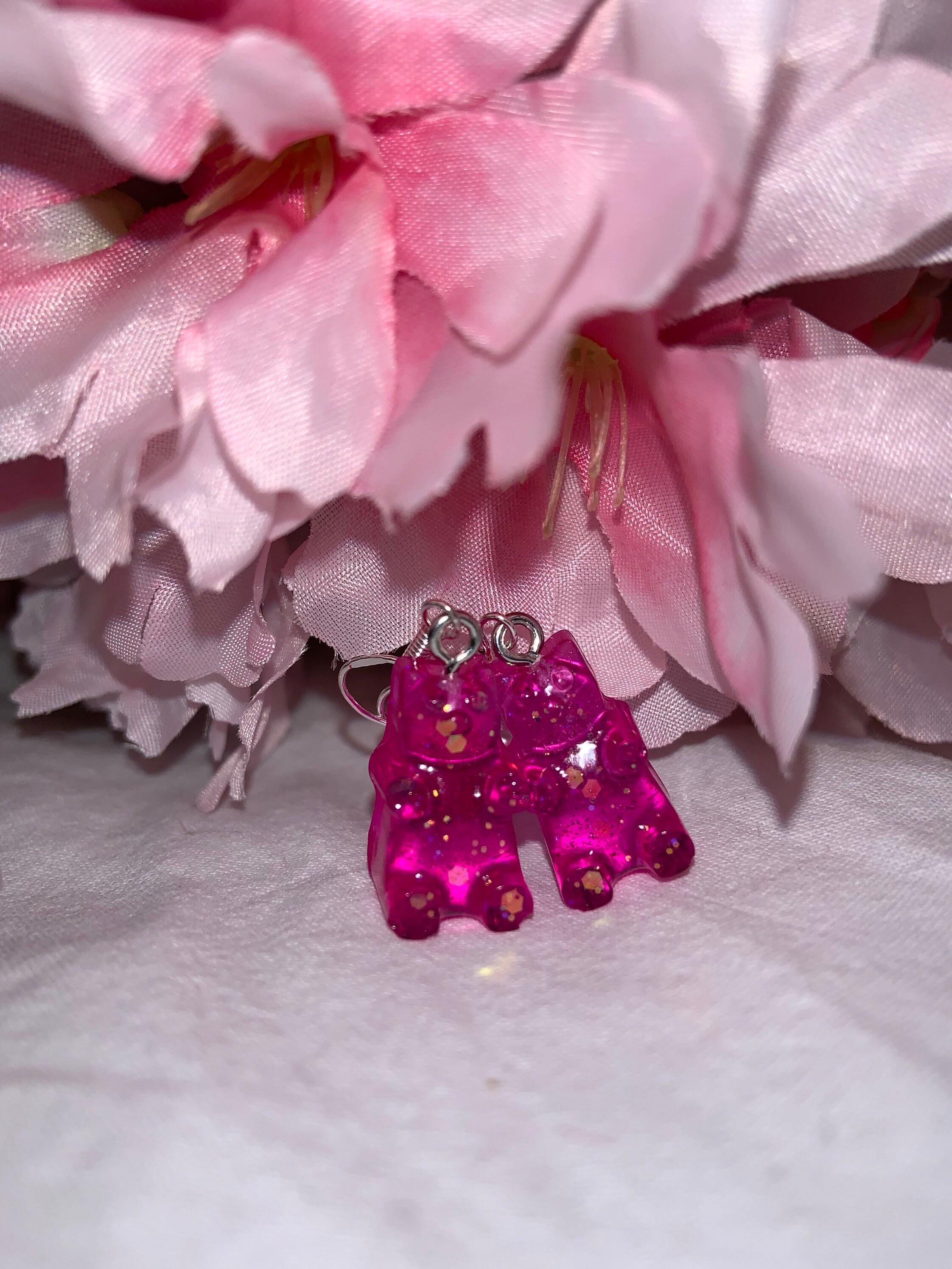 Pink Sparkly Gummy Bear Earrings Etsy