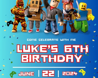 Roblox Invitation, Roblox Invite, Roblox Boys Birthday Invitation Template, Game Birthday, Kids Roblox, Editable Template, Canva & PDF edits