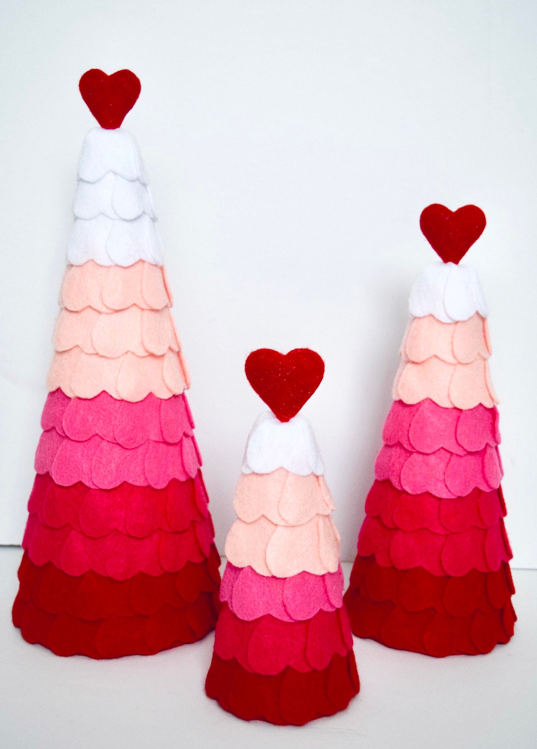 Felt Heart Valentine Trees