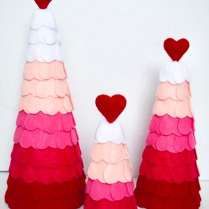 Felt Heart Valentine Trees