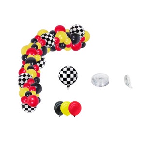 Racing Car Balloons, Race Car Birthday, Car Birthday Decoration, Checker Flag Balloon Garland Kit, Racing Balloons Arch, Daytona Raceway