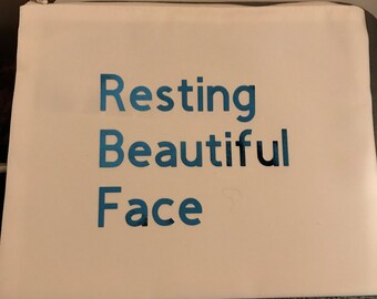 RBF: Resting Beautiful Face cosmetic bag, zippered pouch