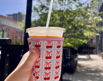 Bow Cherry Iced Coffee Drink Sleeve
