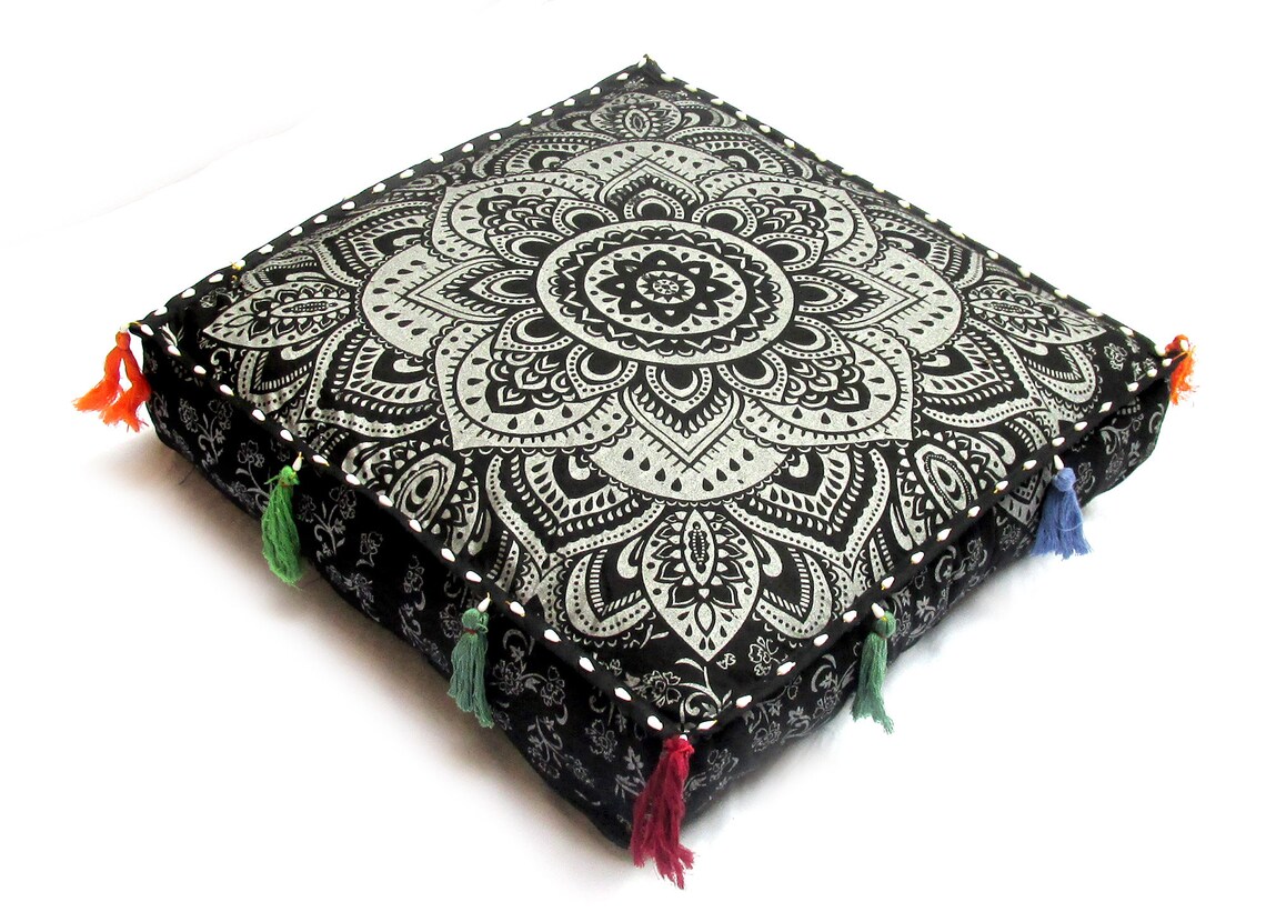 Golden mandala printed floor cushion cover home decor square Etsy
