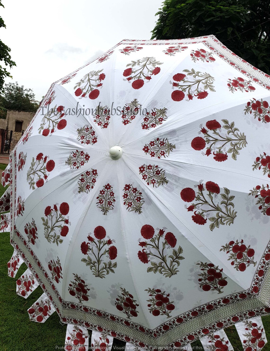 Roter Blumen bedruckt Regenschirm 100% Baumwolle | Etsy