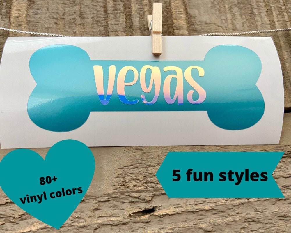 Dog Name Sticker Holographic Decals Personalized Pet Decal Etsy