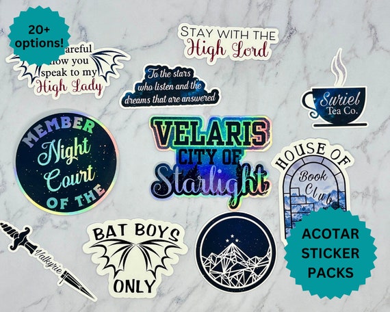 Holographic ACOTAR Decal Sticker Pack, Bookish Sticker Pack, Fantasy Genre  Book Sticker Packs, Suriel Tea Co Stickers, Sarah J Maas Sticker 