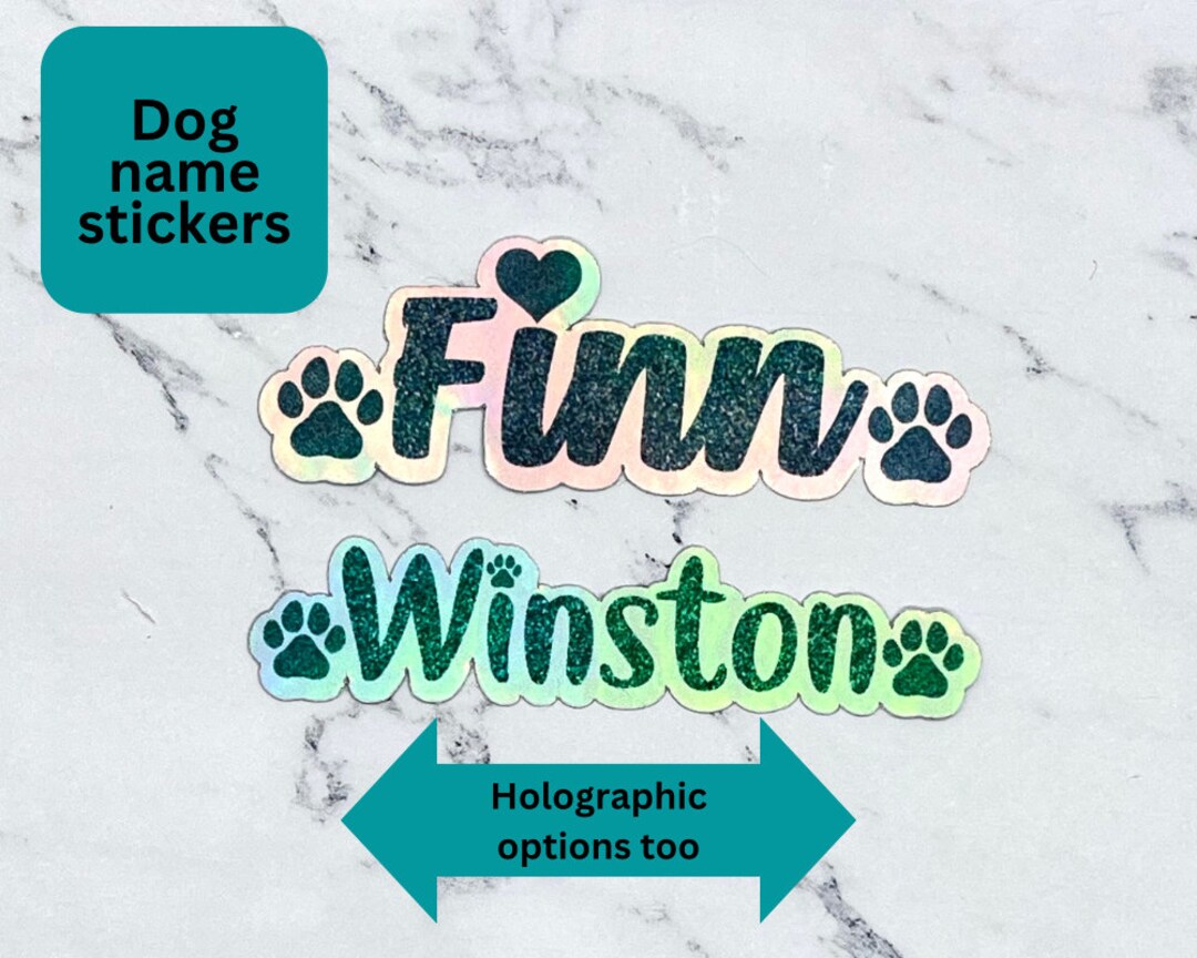 Dog Name Sticker, Holographic Decals, Personalized Pet Decal, Pet Bowl