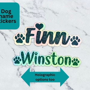 Dog Name Sticker, Holographic Decals, Personalized Pet Decal, Pet Bowl, Gift for Pet Lover, Pet Name Decal, Stickers for Dog Bowls, Pets