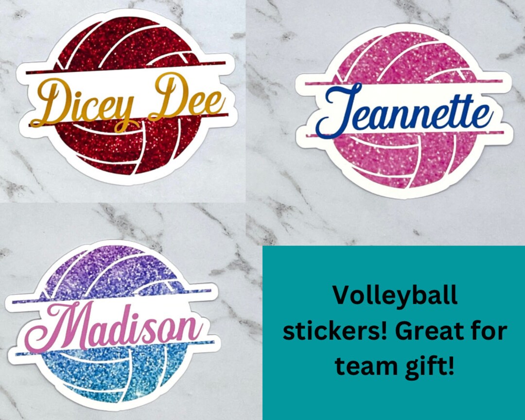 Glitter Volleyball Sports Stickers, Custom Sports Sticker, School Sport