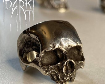 Half skull ring #2. Hand made solid  silver skull ring