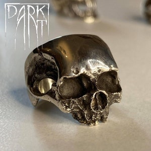 Half skull ring #2. Hand made solid  silver skull ring