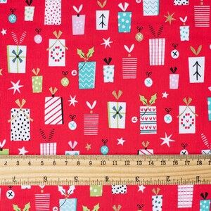 Metallic Presents, Forest Friends Christmas Fabric van Dashwood Studio. Katoenstof voor quilten, kleding maken en knutselen FOR1847 afbeelding 2