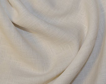 Ivory Linen - Enzyme Washed 228GSM 100% Linen Fabric for dressmaking, face coverings, clothes, larp, and crafts