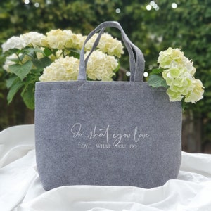 Tasche aus Filz in grau , Filz Shopper, Einkaufstasche